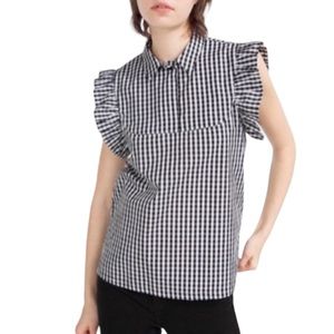 EUC Zara Trafaluc Collection Gingham Ruffle Sleeveless Top